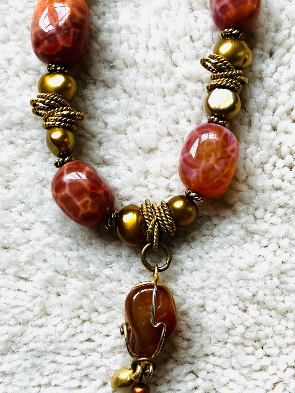 Lot of 3 Vintage Handcrafted Gemstone Necklaces